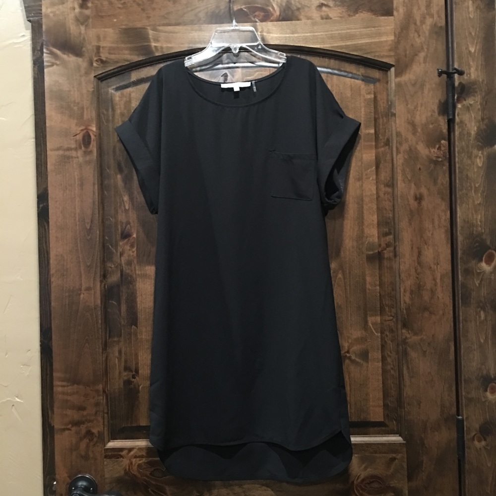 Silky black t shirt dress.